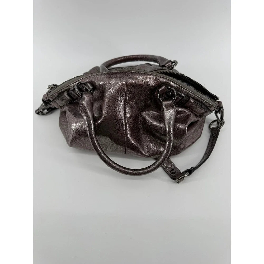 Coach Madison Sophia Satchel Metallic Pewter Leather Handbag 18610